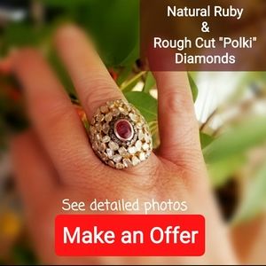 Natural Ruby & Polki Diamond Ring